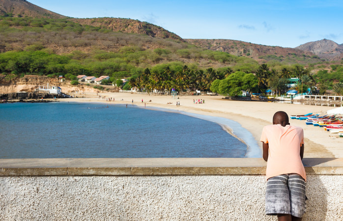 Näkymä Tarrafalin kaupungin rannalle Santiagon saarella Kap Verdellä
