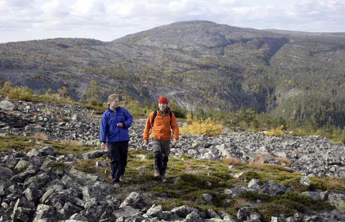 Pyhä-Luosto-vaelluksella maisemat vaihtelevat aarniometsistä soihin ja rakkakivikkoihin.