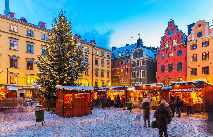 Tukholman vanhankaupungin tunnelmalliset joulumarkkinat