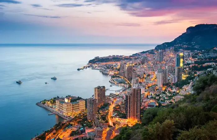 Stunning sunset under a wonderful sky in Montecarlo, Principate of Monaco.